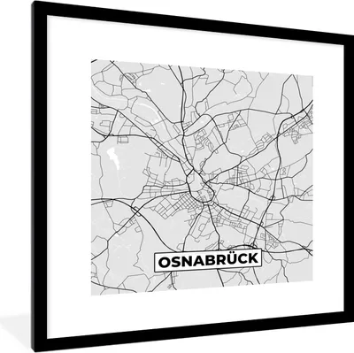Produktbild von MuchoWow® Gerahmtes Poster Stadtplan - Deutschland - Karte - Osnabrück 40x40 cm - Poster mit Schwarzem Bilderrahmen Wandposter Rahmen Foto Bilder - Poster - Plakat im Rahmen