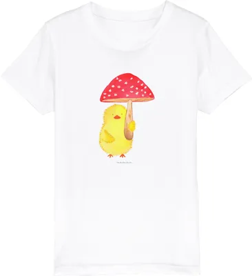 Produktbild von Mr. & Mrs. Panda Kleinkinder T-Shirt Küken Fliegenpilz 12-14 Jahre (152/164) - Weiß - Geschenk, Ostern, Kinder Öko, Glückspilz, Ostergrüße, Kindershirt, Kurzarm, Teenager