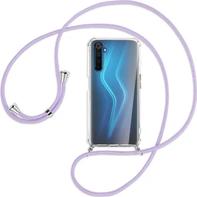 Produktbild von Handykette Backcover-Schutzhülle mit Band (Metall silberfarben) für Realme 6 Pro - violett