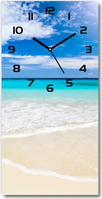 Produktbild von Wanduhr aus Glas – 30x60 cm - Glasbild - Glasuhr - Gehärtetes Glas -Tropischer Strand