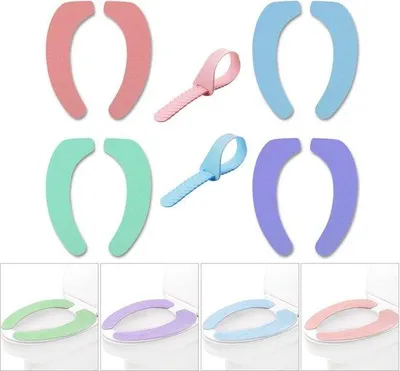 Produktbild von Unyqoos®️ Weiche Toilettensitz Aufkleber 4 Paar - Waschbar und Wiederverwendbar - Blau, Grün, Lila, Rosa