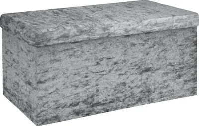 Produktbild von Intirilife Faltbare Sitzbank 76x38x38 cm in Samt Grau - Sitzwürfel mit Stauraum und Deckel mit Samtbezug - Sitzcube Fußablage Aufbewahrungsbox Truhe Sitzhocker