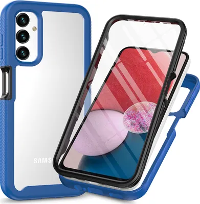 Produktbild von Galaxy A14 5G Hülle, Bumper mit Eingebautem Displayschutz 360 Grad Komplettschutz Schutzhülle für Samsung Galaxy A14 5G Dunkelblau