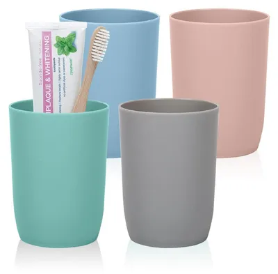Produktbild von Zahnbürstenbecher-Set 4 Stück 280 ml stapelbar Kunststoff Mehrfarbig