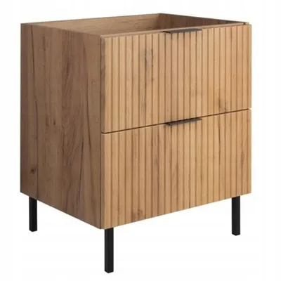 Zdjęcie produktu dla Szafka Łazienkowa Stojąca Pod Umywalkę 60X46 Cm Flisan Dąb Ryflowana