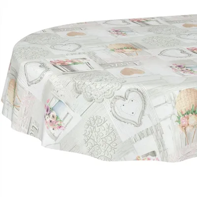 Obrázek produktu pro Ubrousek na stůl, oválný, rozměry 220 x 140 cm, s květinovým vzorem, vhodný do zahrady