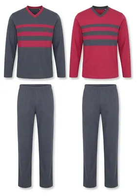 Produktbild von LE JOGGER Pyjama Schlafanzug für Herren 4 -teilig rot, grau Größe 52/54, KI-generiertes Bild
