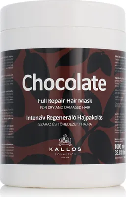Produktbild von Kallos Chocolate Full Repair Hair Mask 1000ml, 1000 ml, Frauen, beschädigtes Haar, trockenes Haar, Reparatur, Keratin, Milcheiweiß, Panthenol, Topf