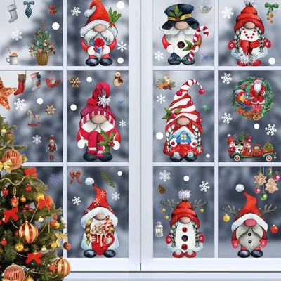 Weihnachts-Fenstersticker, 9 Blatt, 20x30 cm, PVC, abnehmbar