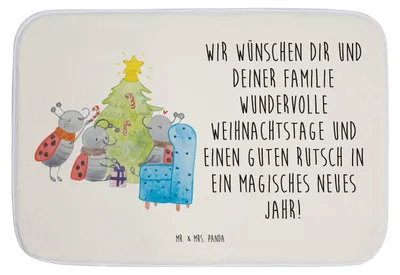 Produktbild von Mr. & Mrs. Panda Badteppich Weihnachten Smörle - Weiß - Geschenk, Badezimmerteppich, teppich für bad, Pfefferminzstange, Weihnachtsbaum, Badematte, Badvorleger