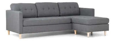 Image de Marino Sofa, Canapé avec chaise longue réversible à droite ou à gauche, en tissu gris clair avec pieds en bois.