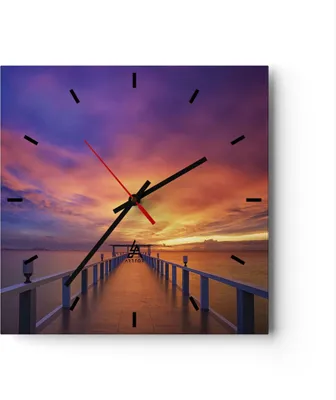 Produktbild von Wanduhr - Quadrat - Glasuhr - Himmel die Farben Pier - 40x40cm - Schleichendes Uhrwerk - Lautlos - zum Aufhängen bereit - Dekoration Modern - Wanddekoration aus Glas - C3AC40x40-4202