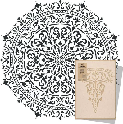 Produktbild von Mandala Große Malschablonen Durchmesser 167 cm, Glamour Kreis Mandala Geometrisches Ornament, Wiederverwendbare Kunststoff Wandschablone DIY