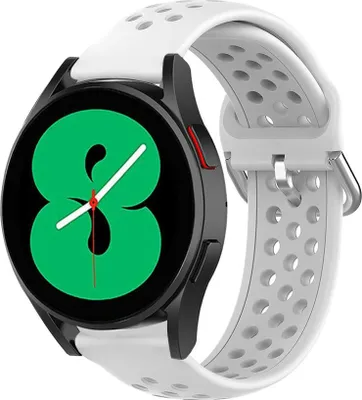Produktbild von Strap-it Samsung Galaxy Watch 4 - 44mm Silikonarmband mit Löchern (Weiß)