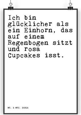 Produktbild von Mr. & Mrs. Panda Bild Ich bin glücklicher als... DIN A4 - Weiß - Geschenk, Realität, drucke, Plakat, Einhorn, Spruch Sprüche Weisheiten Zitate Lustig Weisheit Worte