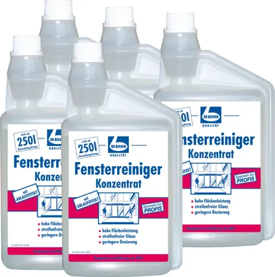 Produktbild von Dr. Becher Fensterreiniger Konzentrat 1L für Glasflächen geeignet (5er Pack)