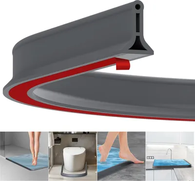 Produktbild von Selbstklebende Duschleiste - Flexible Wasserstopper - 2 m - Grau - Gummi