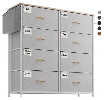 Image de Armoire de rangement avec 8 grands tiroirs, idéale pour le salon et la chambre