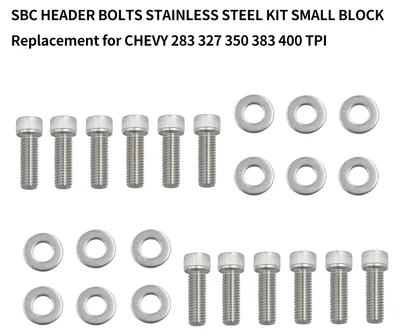 Image de KIT DE BOULONS DE CULASSE EN ACIER INOXYDABLE POUR BLOC PETIT FORMAT - Remplacement pour CHEVY 283, 327, 350, 383, 400 TPI