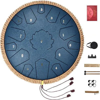 Produktbild von Stahlzungentrommel Regenglockenspiel - 356 mm - C-Dur - Marineblau - Wetterfeste Glockenspiel für Garten und Terrasse - Hochwertiges Zubehör