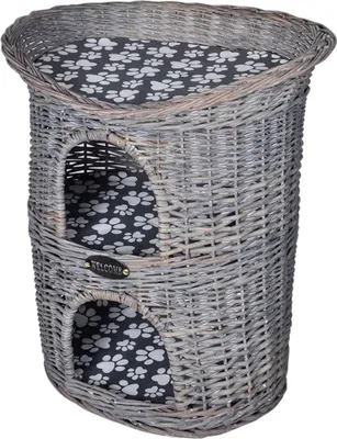 Produktbild von Katzenhaus mit 2 Etagen und Kissen Weide
