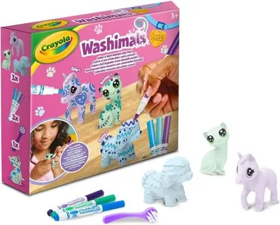 Obrázok produktu pre Crayola Washimals maľovacie sada, 3 pastelové zvieratká, od 3 rokov, kreatívna hračka na maľovanie a umývanie