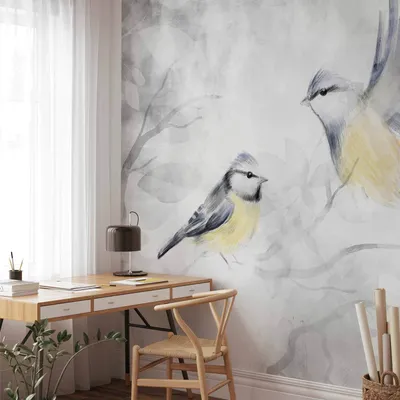 Produktbild von Vlies Fototapete - Watercolor Tit - Second Variant 150x105 cm Tiere g-A-10045-a-b