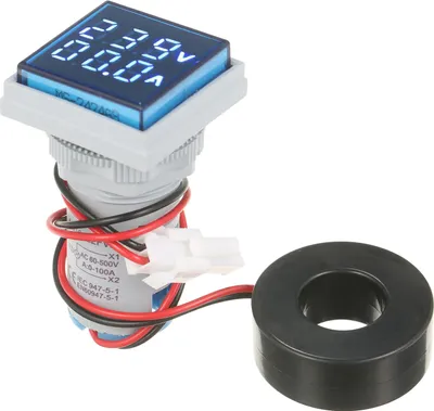 Productafbeelding van Mini digitale volt- en ampèremeter, voltmeter, ammeter, stroommeter met dubbele LED-display. Spanning- en stroommeter, indicator, monitor voor AC-panelen. Geschikt voor AC 60-500V en AC 0-100A