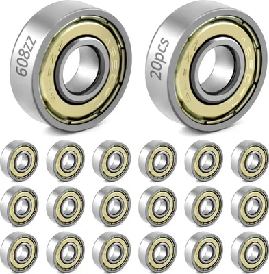 Image de 20 roulements à billes 608zz en métal Double Shielded 8mm x 22mm x 7mm
