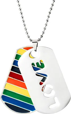 Produktbild von Charm-Halskette, bunt, gestreift, Kontrastfarbe, galvanisierter Anhänger, Halsdekoration, rostfrei, doppellagig, Regenbogen-Liebesanhänger, Halskette, Schmuckzubehör
