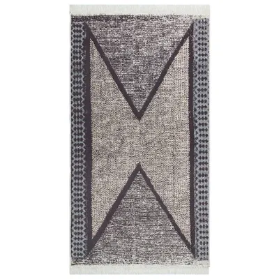 Immagine prodotto di vidaXL Tappeto nero e grigio 120x180 cm cotone