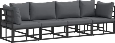Produktbild von vidaXL Gartensofa-set 4 stk. Schwarz Metall