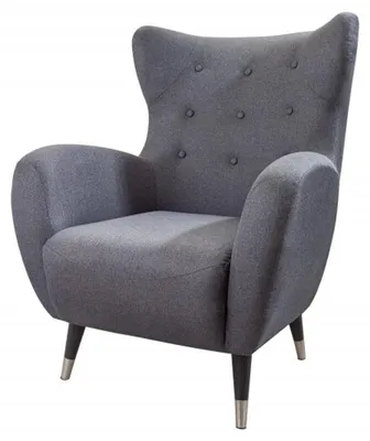 Produktbild von Chesterfield Ohrensessel Grau / Silber / Schwarz von Casa Padrino