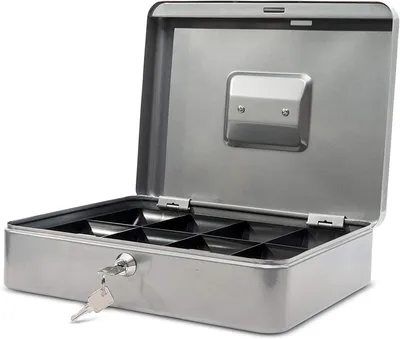 Image de Coffre-fort en acier avec serrure, dimensions : 30 x 25 x 8,6 cm