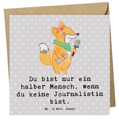 Produktbild von Mr. & Mrs. Panda Grußkarte Journalistin Herz - Grau Pastell - Geschenk, Lustig, Ausbildung, Spruch, Glückwunschkarte, Witzig, Klappkarte, Studium, doppelkarte, faltkarte