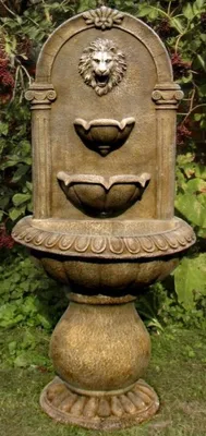 Immagine prodotto di Casa Padrino Fontana a muro barocca leone 45 x H. 103 cm - Fontana artificiale in pietra da giardino in stile barocco