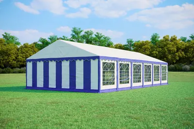 Obrázek produktu pro Zahradní Párty stan 6x12m PVC PREMIUM Ohnivzdorný - Modro-bílá