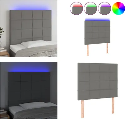 Immagine prodotto di vidaXL Testiera LED grigio scuro 100x5x118/128 cm in tessuto - Testiera LED - Testiere LED - Testiera - Testiera letto