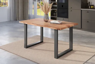 Produktbild von Esstisch Baumkante massiv Akazie natur 120 x 80 U-Gestell schwarz NICK