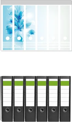 Produktbild von Wallario 6 Stück breite Ordner inkl. Klebeetiketten mit Motive Blaues Blumenbuket -  Set mit Rückenschildern / Ordnerrücken Stickern