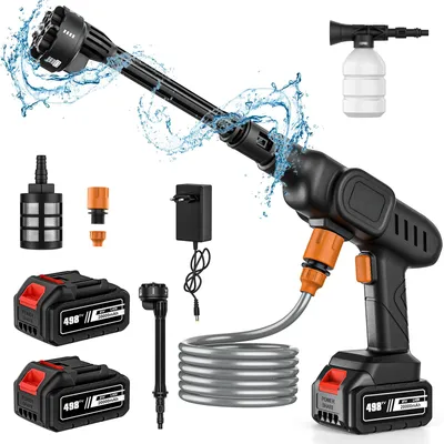 Produktbild von Akku-Hochdruckreiniger - 6-in-1 - 21 V - 60 bar - Selbstansaugende Pumpe - Tragbar - Inklusive 2 Akkus