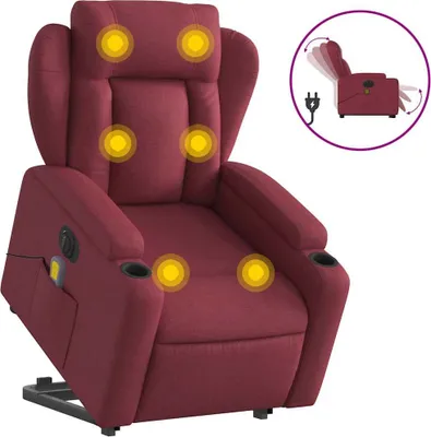 Produktbild von vidaXL Elektrischer Massagesessel mit Aufstehhilfe Weinrot Stoff
