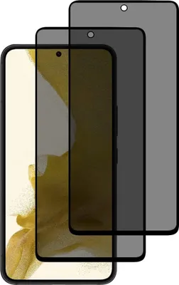 Three privacy screen protectors are layered on top of each other, with the bottom one partially covering a smartphone screen.