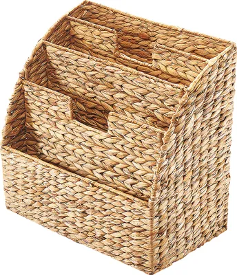 Obrázok produktu pre Stojan na noviny Kobolo Kôš na noviny z vodného hyacintu - 40x25x41 cm - Držiak na listy Držiak na zberateľské potreby Skladovanie časopisov Brožúry Listy Letáky