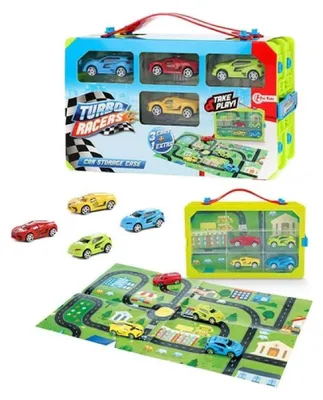 Produktbild von Toi-Toys - Turbo Racers Sammelkoffer mit 4 Rallye Autos Fahrzeuge Rennautos Kinderspielzeug Jungen