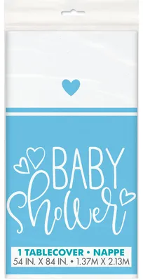 Immagine prodotto di Tovaglia per baby shower con cuori blu chiaro