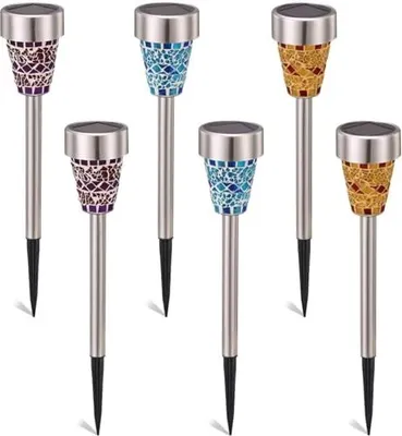 Produktbild von Outdoor Solar Garden Light, Mosaic LED 3 Farben, Pfad er Terrasse, Gehweg, Rasen, Auffahrt Dekoration (6 Stücke)