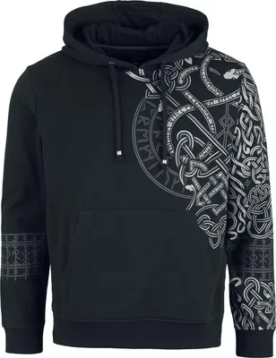 Produktbild von Black Premium by EMP Herren schwarzer Hoodie mit Print M