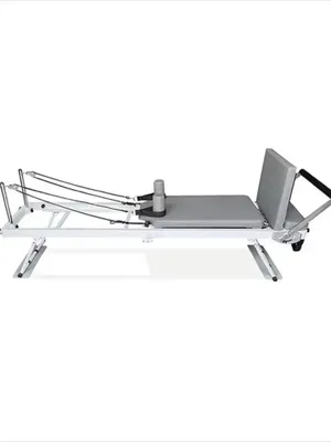 Produktbild von Pilates Reformer - Klappbares Heimfitnessgerät - Verstellbarer Widerstand - Fußpedal - Stahlrahmen - Max. 500 kg - Beige Feder-Modell