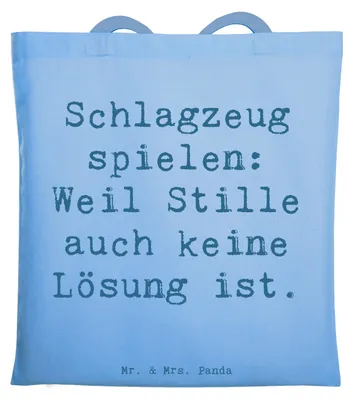Produktbild von Mr. & Mrs. Panda Tote Bag Spruch Schlagzeug Magie - Sky Blue - Geschenk, Beats, Lernen, Musik, Tasche, Tragetasche, Uni, Musiker, Beutel, Schlagzeuger, Präsenz, canvas